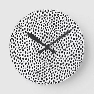 Horloge Ronde Spots dalmatiens (noir/blanc)