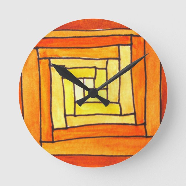 Horloge Ronde square art Deco yellow retro pattern (Recto)