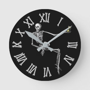 Horloge Ronde Squelette Vintage Cool avec Halloween au verre d'o