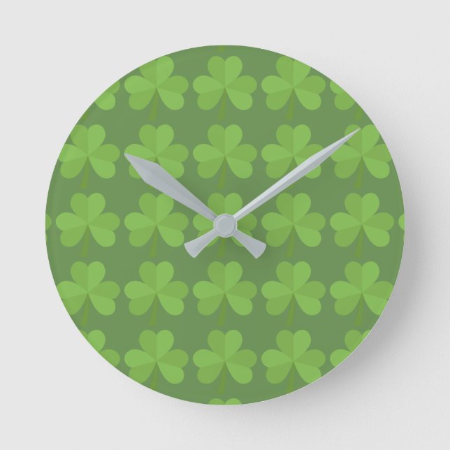 Horloge Ronde St Patrick Irlande Shamrock irlandais Motif de trè (Recto)