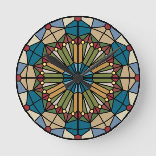 Horloge Ronde stainlass geometric pattern