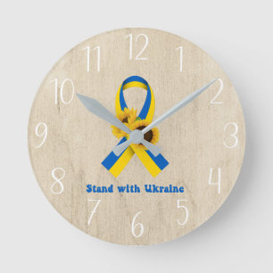 Horloge Ronde Stand With Ukraine Support Ribbon 