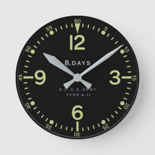 Horloge Ronde Standard Retro U.S. Army Aircraft Clock
