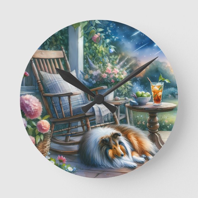 Horloge Ronde Starlit Garden Porch Sheltie Dream (Recto)