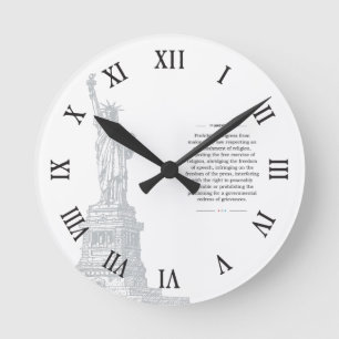 Horloge Ronde Statue de la Liberté USA 1er Amendement Liberté d'
