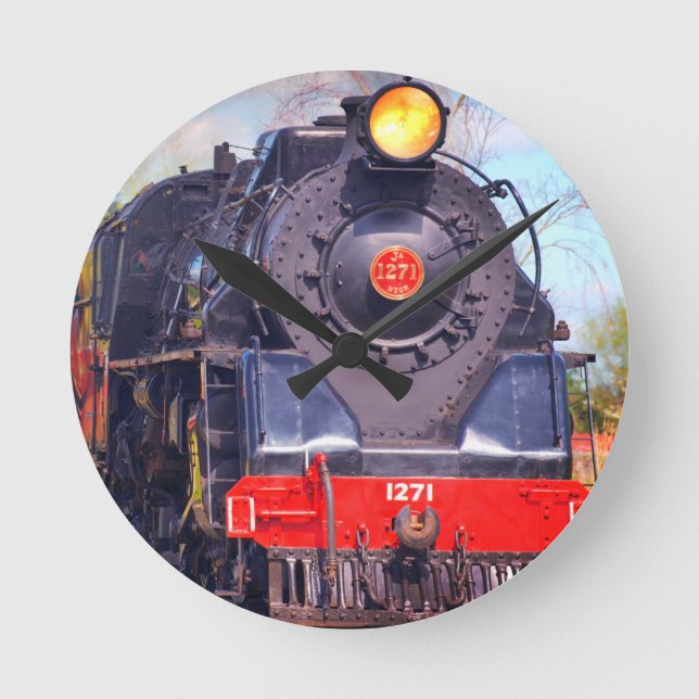 Horloge Ronde Steam Locomotive Train Chemin de fer Dons Roun (Recto)