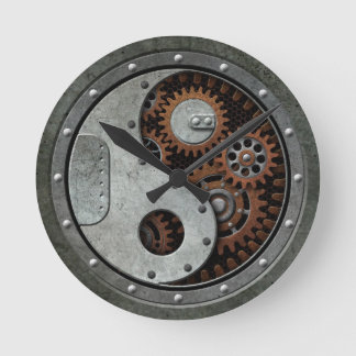 Horloge Ronde Steampunk Yin Yang