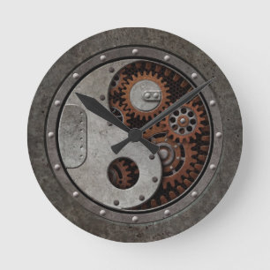 Horloge Ronde Steampunk Yin Yang