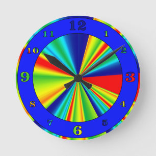 Horloge Ronde Stripes Pinwheel Blue Ring Numbered