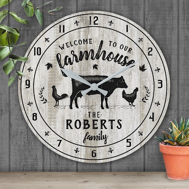 Horloge Ronde Style Agritouristique Rustique Grange Bois Vache N (Créateur téléchargé)