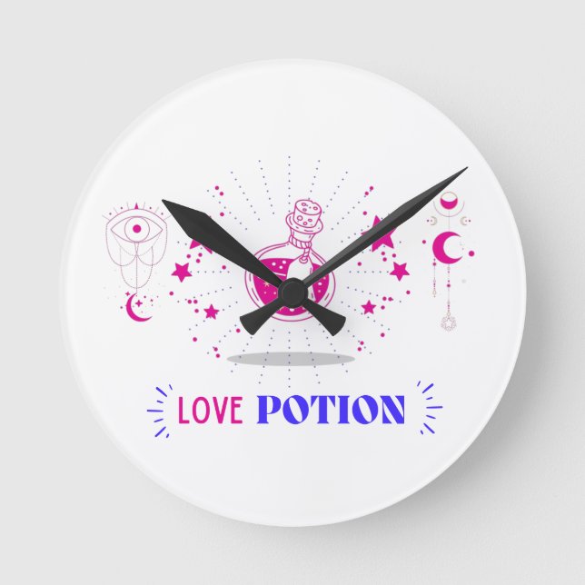 Horloge Ronde Style céleste magique "Love Potion" (Recto)