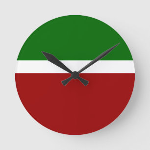 Horloge Ronde Style de bloc de couleur rouge vert