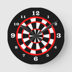 Horloge Ronde Style de tableau rouge blanc noir numéroté