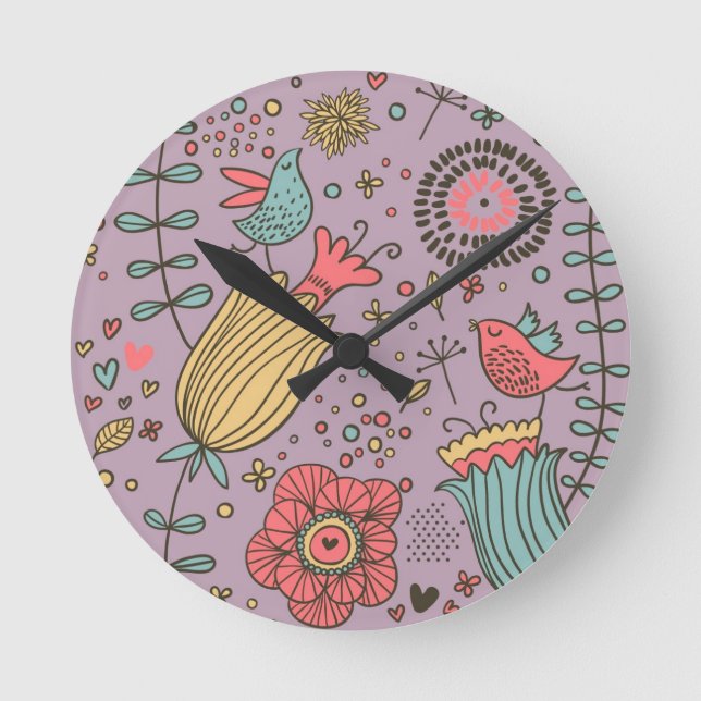 Horloge Ronde Style fleuri avec fleurs (Recto)