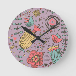 Horloge Ronde Style fleuri avec fleurs