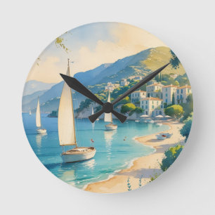 Horloge Ronde Style vintage Côte d'Azur Voyage en France