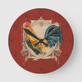 Horloge Ronde Style vintage Pays Français Rustique Barne Rooster