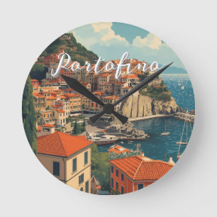 Horloge Ronde Style Vintage Portofino Gênes Italie