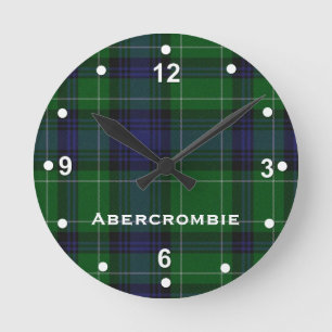 Horloge Ronde Stylish Blue & Green Abercrombie Tartan Plaid