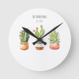 Horloge Ronde Succulents