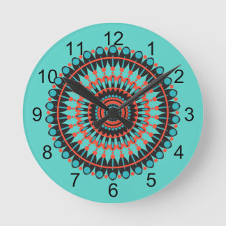 Horloge Ronde Sud-Ouest Turquoise BOHO Mandala