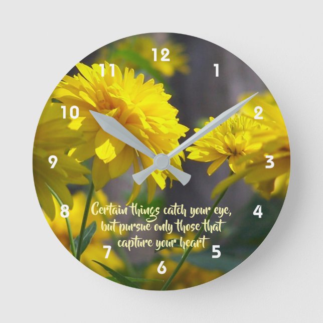 Horloge Ronde Suivez Votre Citation Inspirationnelle De Fleurs D (Recto)
