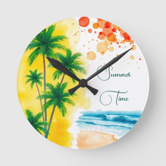 Horloge Ronde “Summer Time” beach design Round Clock (Recto)