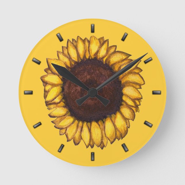 Horloge Ronde Sunflower Clock Yellow (Recto)
