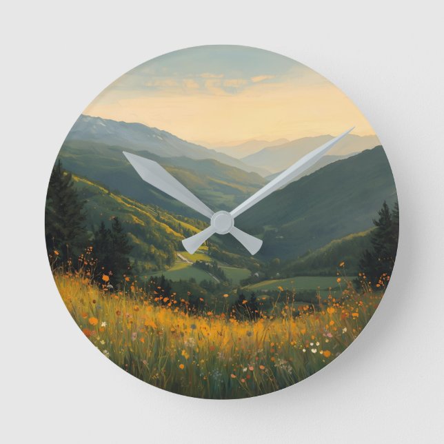 Horloge Ronde Sunlit Mountain Retreat - Peacial Valley Canvas P (Recto)
