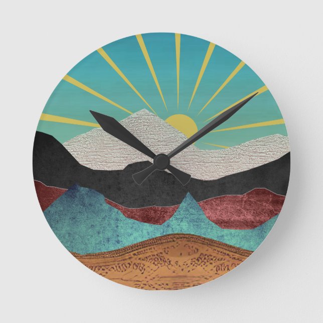 Horloge Ronde Sunrise Imaginaire de montagne (Recto)