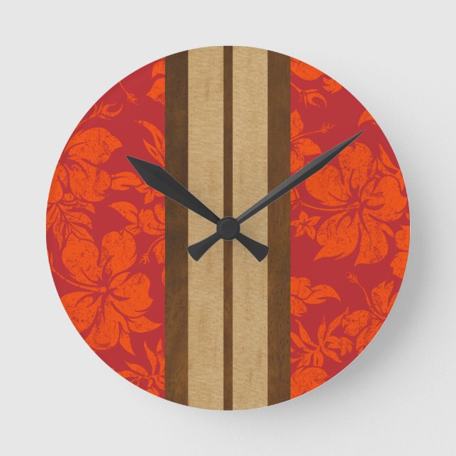 Horloge Ronde Sunset Beach Surboard Hawaiian Horaires murales (Recto)