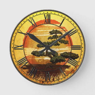 Horloge Ronde Sunset de Bonsai Tree
