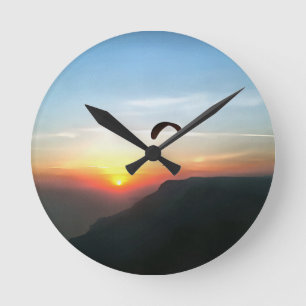 Horloge Ronde Sunset Paraglide Wanderlust Extreme Sports Art