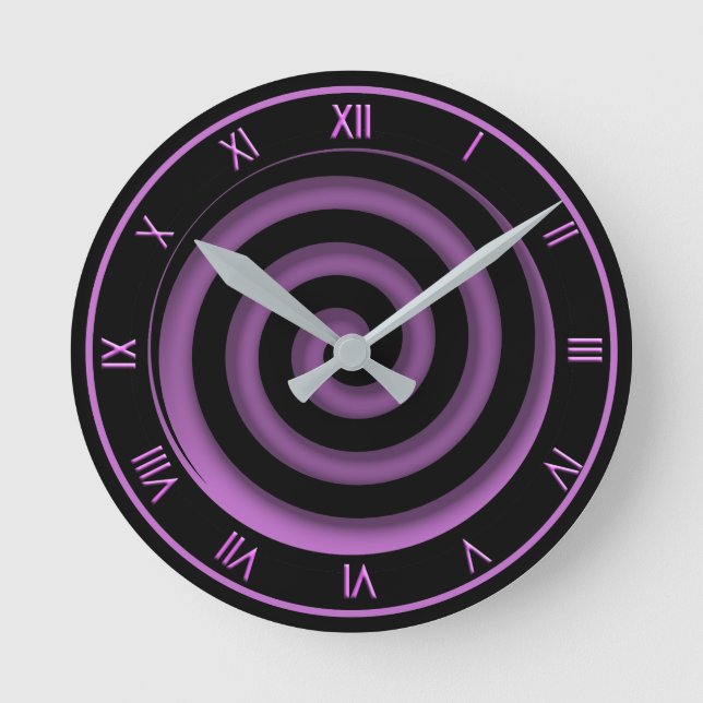 Horloge Ronde Super Cool Black and Orchid Spiral Wall Clock (Recto)
