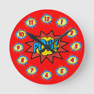Horloge Ronde Superhero Colorful Retro Round Clock
