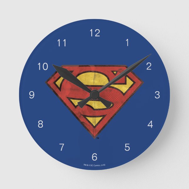 Horloge Ronde Superman S-Shield | Logo Grunge Black Outline (Recto)