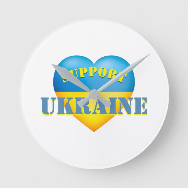 Horloge Ronde Support Ukraine Yellow and Blue Heart (Recto)