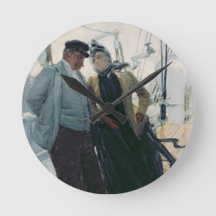 Horloge Ronde Sur la plate-forme (huile sur la toile)