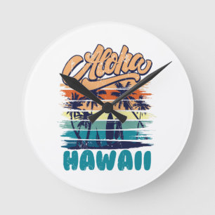 Horloge Ronde Surf - Aloha Hawaï