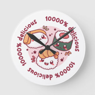 Horloge Ronde sushi kawaii avec des citations drôles pour amoure