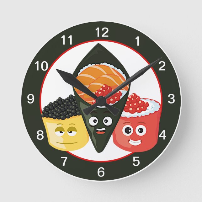 Horloge Ronde Sushi Time Kawaii Sushi (Recto)