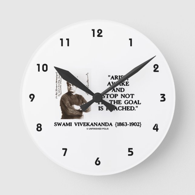 Horloge Ronde Swami Vivekananda Se lever Éveillé Ne Pas 'Til But (Recto)