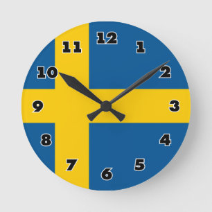 Horloge Ronde Swedish flag of Sweden custom round wall clock