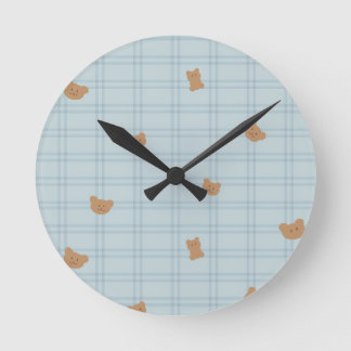 Horloge Ronde Sweet Teddy Bears Seamless Pattern – Cute Baby