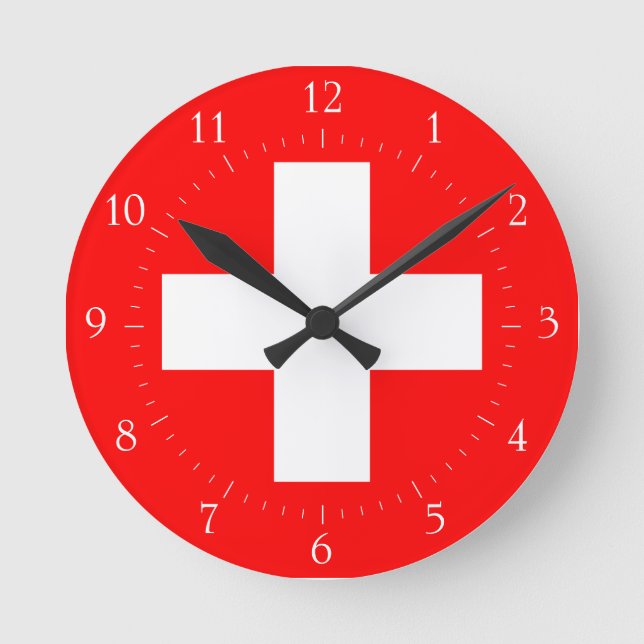 Horloge Ronde Swiss Flag I (Recto)