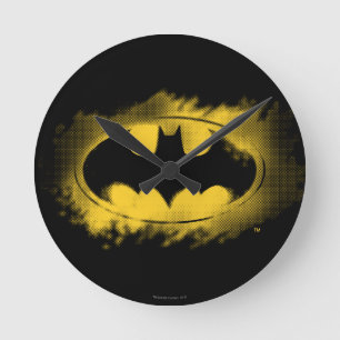 Horloge Ronde Symbole Batman Logo noir et jaune
