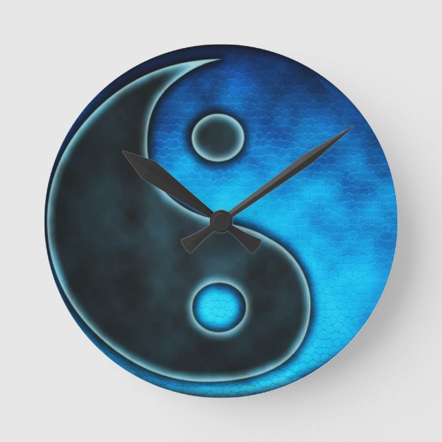 Horloge Ronde Symbole bleu de Yin Yang (Recto)
