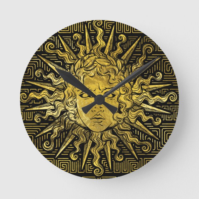 Horloge Ronde Symbole d'Apollo Sun sur le motif principal grec (Recto)