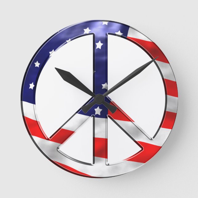 Horloge Ronde Symbole de la paix Drapeau américain Mur Art (Recto)