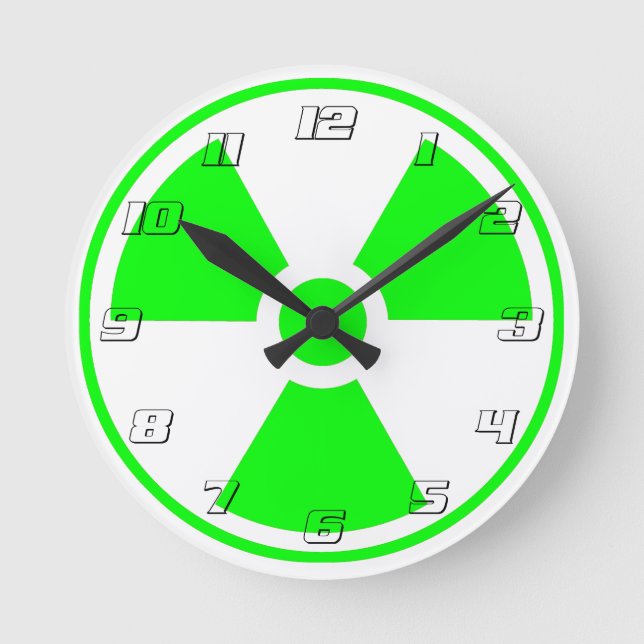 Horloge Ronde Symbole de rayonnement radioactif nucléaire en ver (Recto)